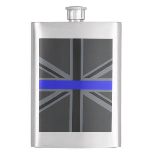 Thin Blue Line Union Jack Design Flachmann