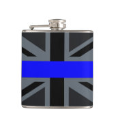Thin Blue Line Union Jack Design Flachmann (Vorderseite)