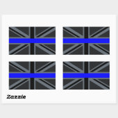 Thin Blue Line Union Jack Design Rechteckiger Aufkleber (Blatt)