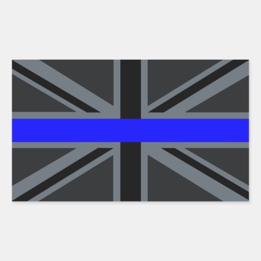Thin Blue Line Union Jack Design Rechteckiger Aufkleber (Vorderseite)