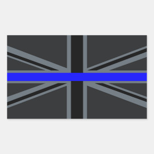 Thin Blue Line Union Jack Design Rechteckiger Aufkleber