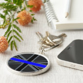Thin Blue Line Union Jack Design Schlüsselanhänger (Seite)