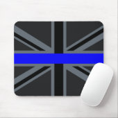 Thin Blue Line Union Jack Grafik Mousepad (Mit Mouse)
