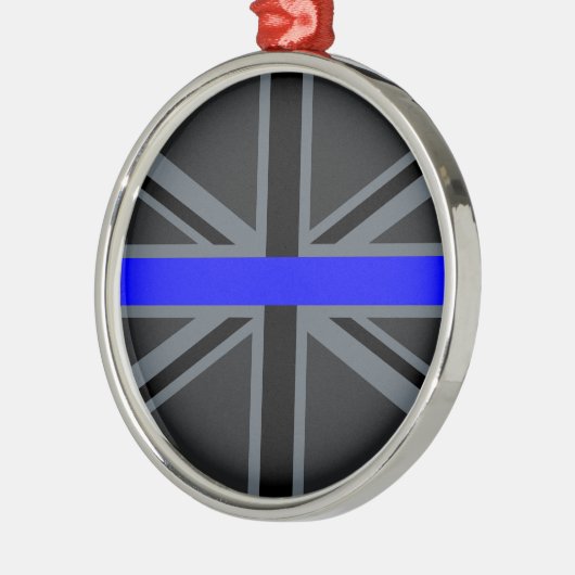 Thin Blue Line Union Jack Graphic Silbernes Ornament (Links)