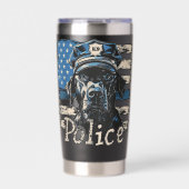 Thin Blue Line US Flag K9 Polizeihund Labrador Thermobecher (Vorderseite)
