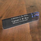 Thin Blue Line - US Flagge Flag Salute Namensplakette (Seite)