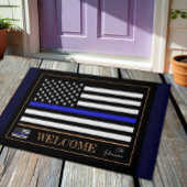 Thin Blue Line USA & American Flag Polizei Willkom Fußmatte