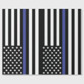 Thin Blue Line USA Flag Geschenkpapier (Flach)