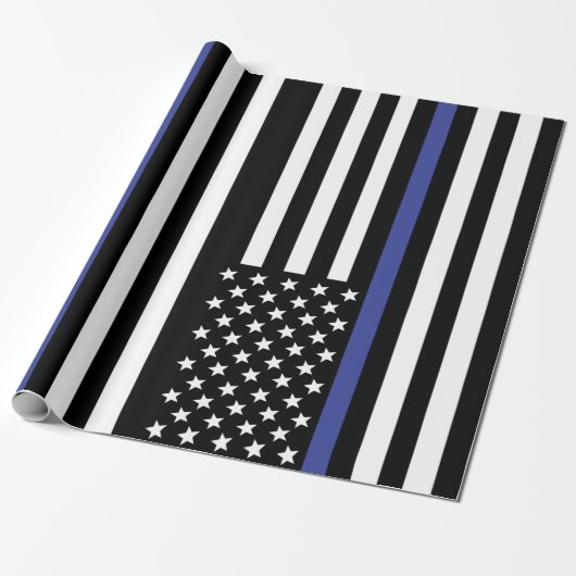 Thin Blue Line USA Flag Geschenkpapier (Ungerollt)