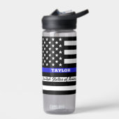 Thin Blue Line & USA personalisierte Polizeiflagge Trinkflasche (Links)