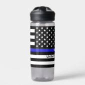 Thin Blue Line & USA personalisierte Polizeiflagge Trinkflasche (Vorderseite)