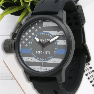Thin Blue Line Vielen Dank für Ihre Pensionierung Armbanduhr