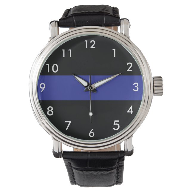 "Thin Blue Line" - Watch Armbanduhr (Vorderseite)