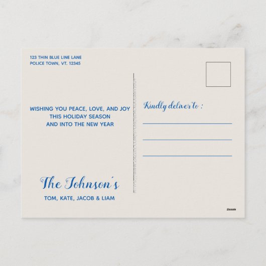 Thin Blue Line Weihnachten - Polizeifamilie (Rückseite)