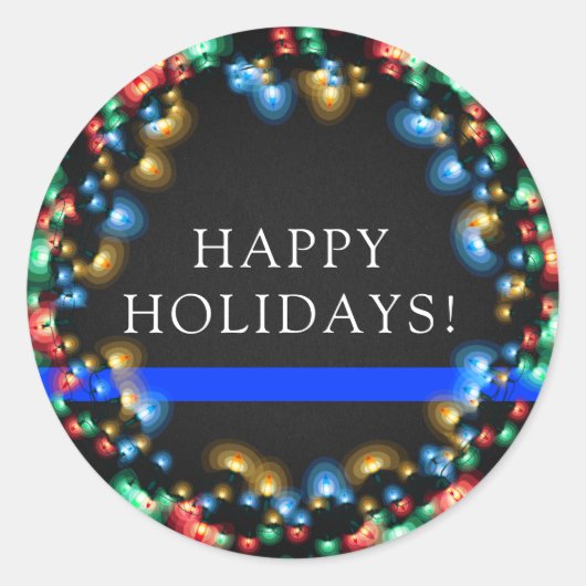 Thin Blue Line WeihnachtsfarbeLeuchten Feuerpolize Runder Aufkleber (Vorderseite)