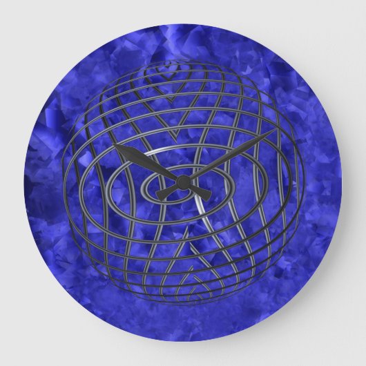 Thin Blue Line Wire Globe Große Wanduhr (Vorderseite)