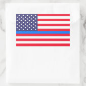 "THIN BLUE LINIE AUF FLAG" RECHTECKIGER AUFKLEBER (Tasche)