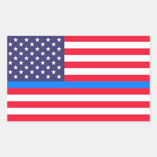 "THIN BLUE LINIE AUF FLAG" RECHTECKIGER AUFKLEBER (Vorderseite)