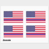 "THIN BLUE LINIE ON FLAG" RECHTECKIGER AUFKLEBER (Blatt)