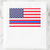 "THIN BLUE LINIE ON FLAG" RECHTECKIGER AUFKLEBER (Tasche)