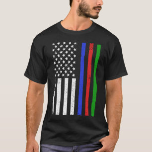 Thin Blue Red Green Line Polizei Feuerwehrmann Mil T-Shirt