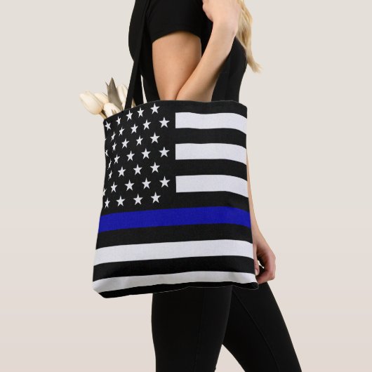 Thin Blue/Red Line-Flag Tasche (Von Nahem)