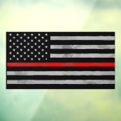 Thin Blue Red Tattered Distressed Flag Fensteraufkleber (Blatt 3)