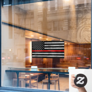 Thin Blue Red Tattered Distressed Flag Fensteraufkleber