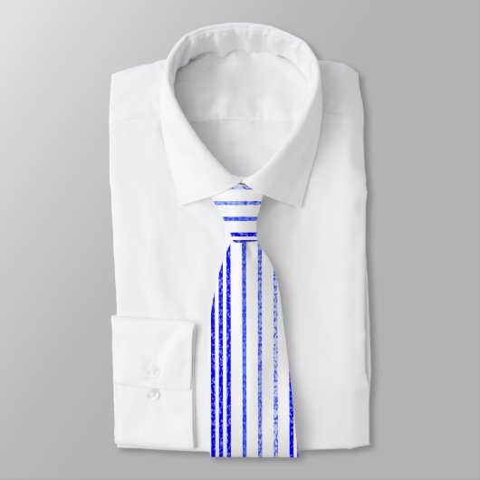 Thin Blue Speckled Vertical Line Muster Neck Tie Krawatte (Gebunden)