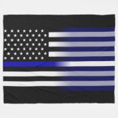 Thin Blue/White Line Flag Fleecedecke (Vorderseite (Horizontal))