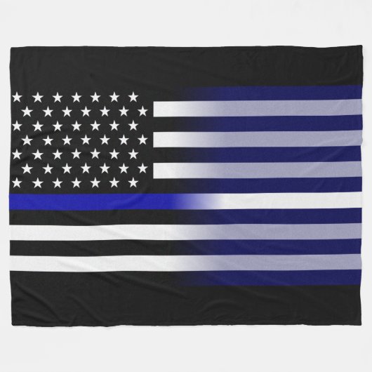 Thin Blue/White Line Flag Fleecedecke (Vorderseite (Horizontal))