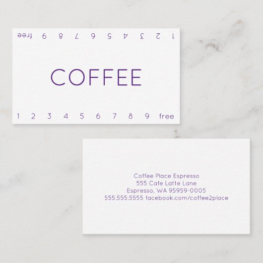 Thin Double Number Loyalty Coffee Punch Card Treuekarte (Vorne/Hinten)