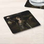 Thin female carrying lamp rechteckiger pappuntersetzer (angewinkelt)