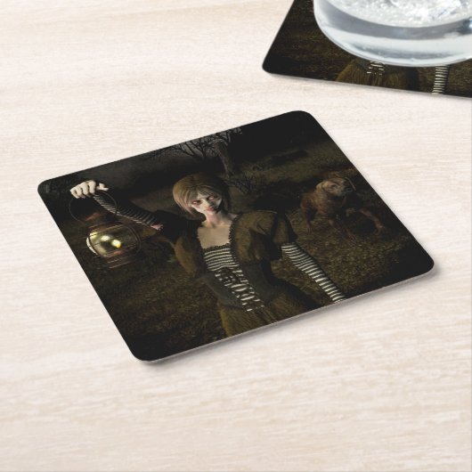 Thin female carrying lamp rechteckiger pappuntersetzer (angewinkelt)