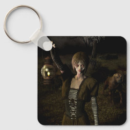 Thin female carrying lamp schlüsselanhänger