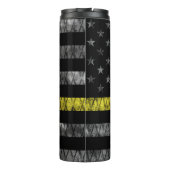 Thin-Gelbe Linie-Flagge Thermosbecher (Rückseite)