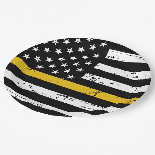 Thin Gold Line 911 Police Dispatcher Party Pappteller (Schrägansicht)