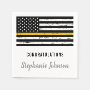 Thin Gold Line 911 Police Dispatcher Party Serviette
