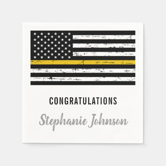 Thin Gold Line 911 Police Dispatcher Party Serviette (Vorderseite)