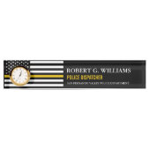 Thin Gold Line Dispatch Flag Custom Desk Namplate Namensplakette (Vorderseite)