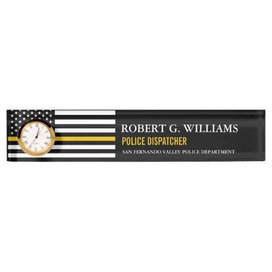 Thin Gold Line Dispatch Flag Custom Desk Namplate Namensplakette (Vorderseite)