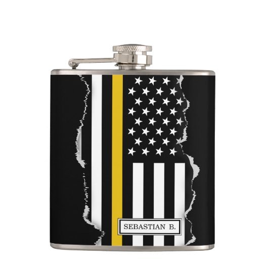 Thin Gold Line Dispatch USA Flag Torout Look Flachmann (Vorderseite)
