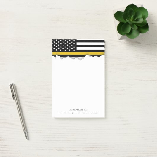 Thin Gold Line Dispatcher Style American Flag Post-it Klebezettel (Büro)