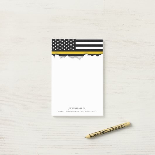 Thin Gold Line Dispatcher Style American Flag Post-it Klebezettel (Auf Schreibtisch)