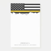 Thin Gold Line Dispatcher Style American Flag Post-it Klebezettel (Vorderseite)