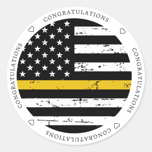 Thin Gold Line Flag 911 Dispatcher Gratulation Runder Aufkleber (Vorderseite)
