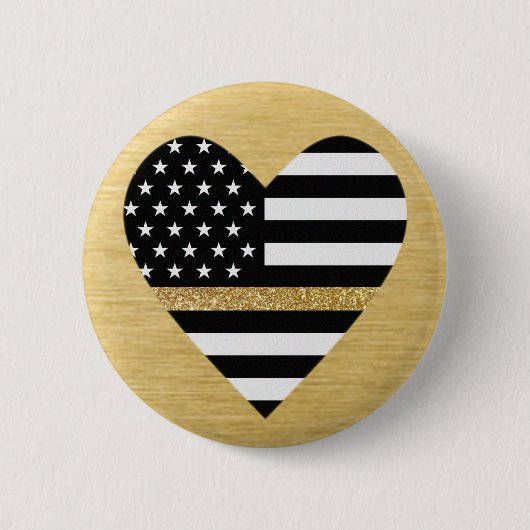 Thin Gold Line Glitzer Herz Button (Vorderseite)