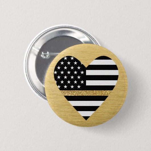 Thin Gold Line Glitzer Herz Button (Vorne & Hinten)