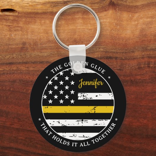 Thin Gold Line Personalisiert Dispatcher Schlüssel Schlüsselanhänger (Vorderseite)