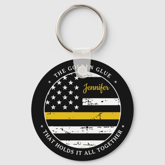 Thin Gold Line Personalisiert Dispatcher Schlüssel Schlüsselanhänger (Rückseite)